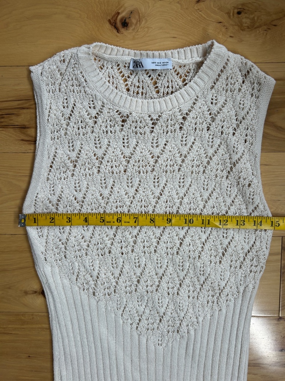 Zara Cream Knit Muscle Style Maxi Dress | Size Small - Picture 2 of 7